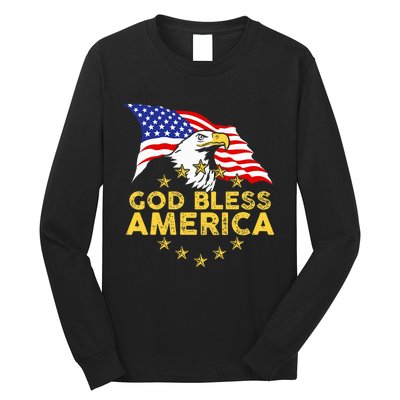 God Bless America Patriotic Bald Eagle United States Long Sleeve Shirt