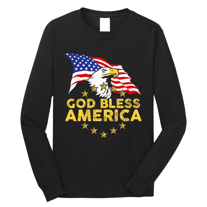 God Bless America Patriotic Bald Eagle United States Long Sleeve Shirt