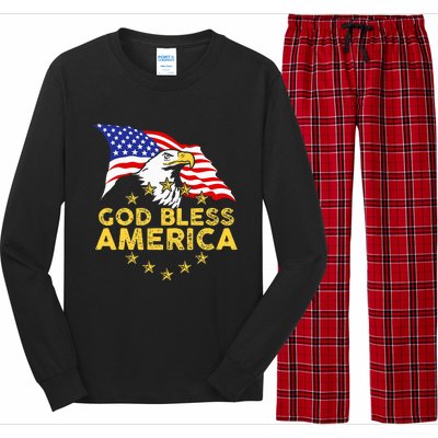 God Bless America Patriotic Bald Eagle United States Long Sleeve Pajama Set