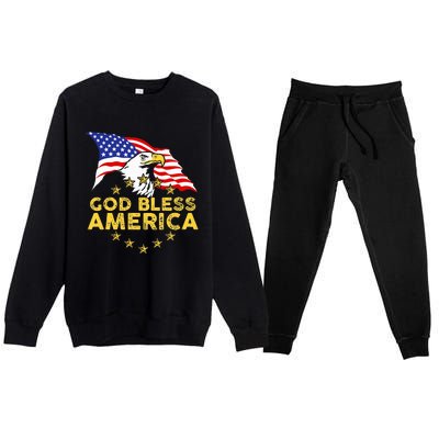 God Bless America Patriotic Bald Eagle United States Premium Crewneck Sweatsuit Set