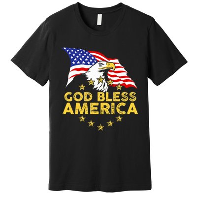 God Bless America Patriotic Bald Eagle United States Premium T-Shirt