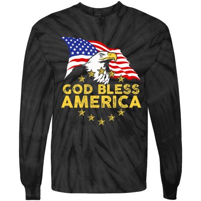 God Bless America Patriotic Bald Eagle United States Tie-Dye Long Sleeve Shirt