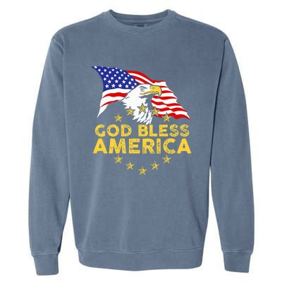 God Bless America Patriotic Bald Eagle United States Garment-Dyed Sweatshirt