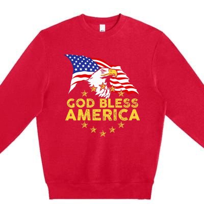 God Bless America Patriotic Bald Eagle United States Premium Crewneck Sweatshirt