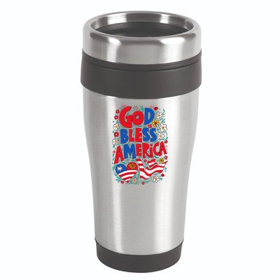 God Bless America Patriotic Usa Flag Christian 4th Of July 16oz Travel Tumbler