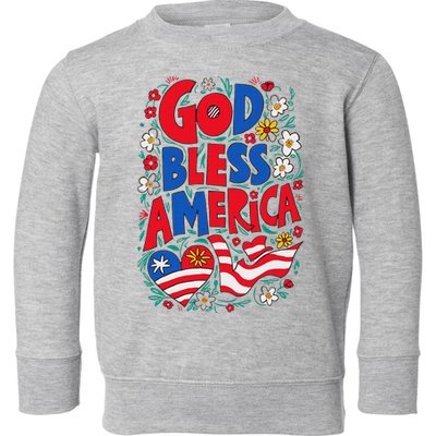 God Bless America Patriotic Usa Flag Christian 4th Of July Toddler Sweatshirt