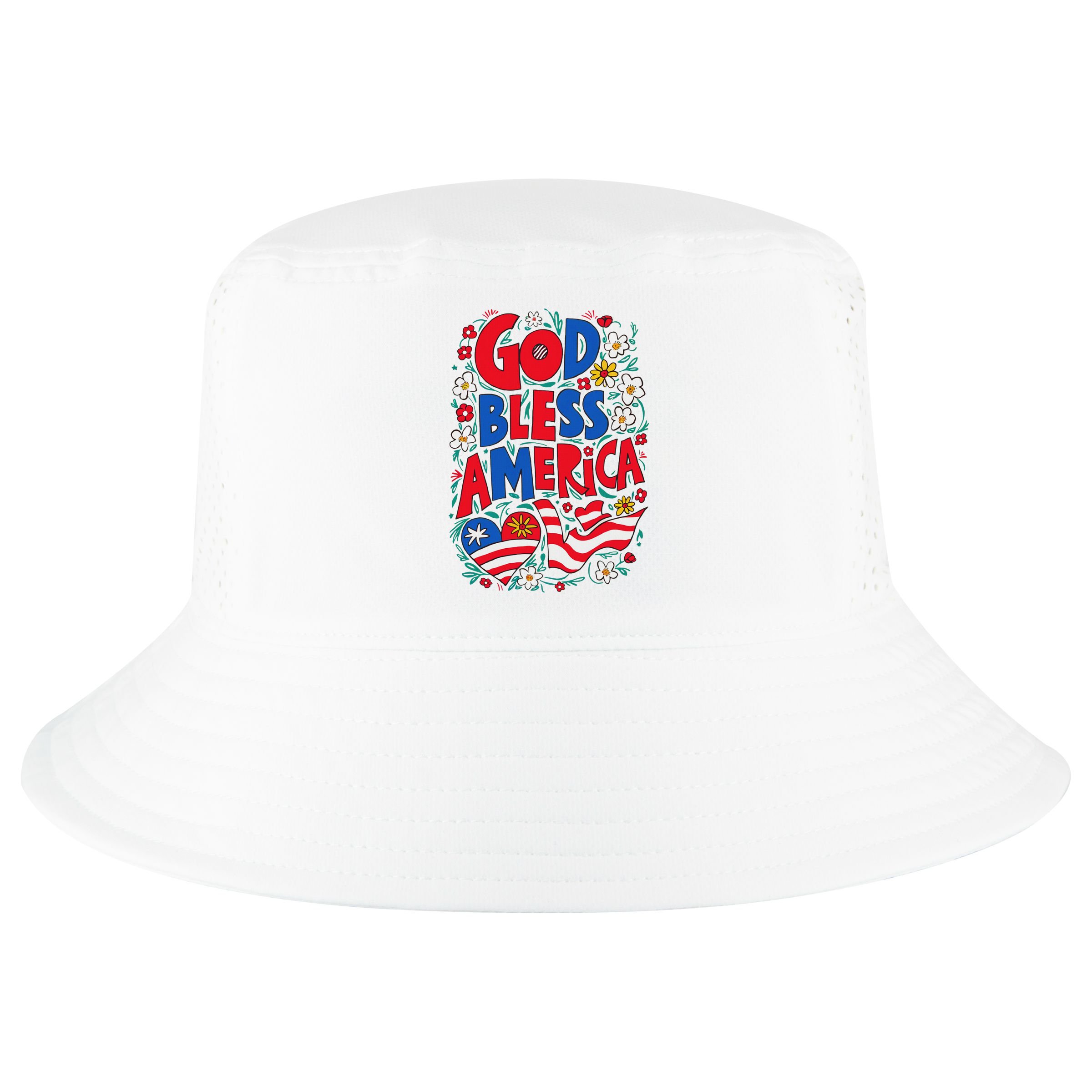 God Bless America Patriotic Usa Flag Christian 4th Of July Cool Comfort Performance Bucket Hat