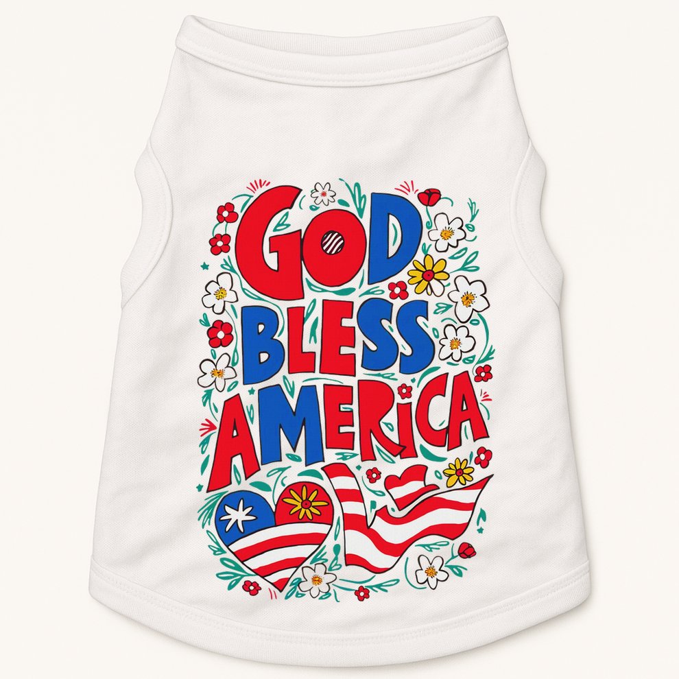 God Bless America Patriotic Usa Flag Christian 4th Of July Doggie Tank