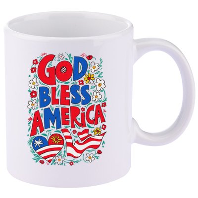 God Bless America Patriotic Usa Flag Christian 4th Of July 11oz C Handle Ceramic Mug