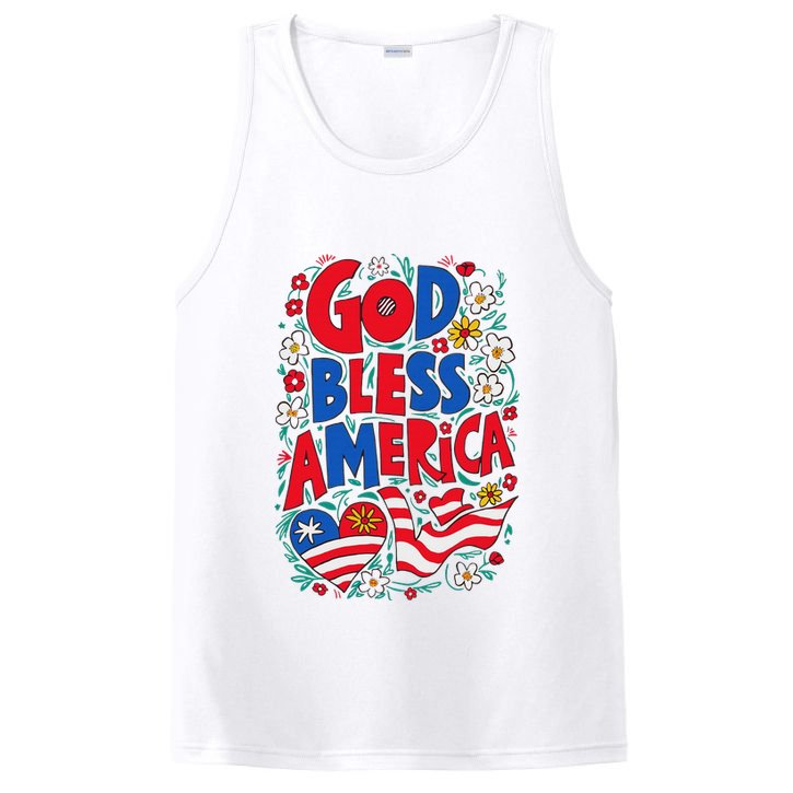 God Bless America Patriotic Usa Flag Christian 4th Of July PosiCharge Competitor Tank