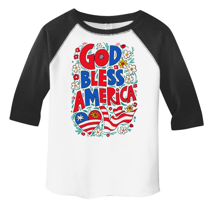 God Bless America Patriotic Usa Flag Christian 4th Of July Toddler Fine Jersey T-Shirt