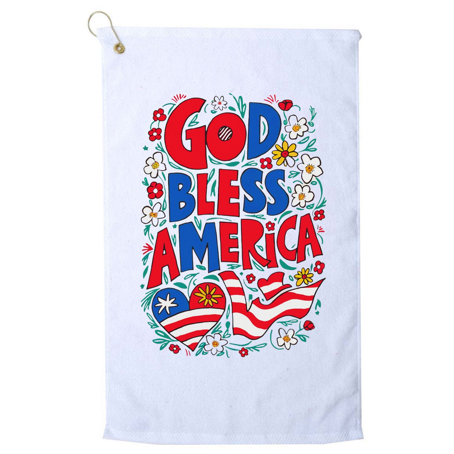 God Bless America Patriotic Usa Flag Christian 4th Of July Golf Towel