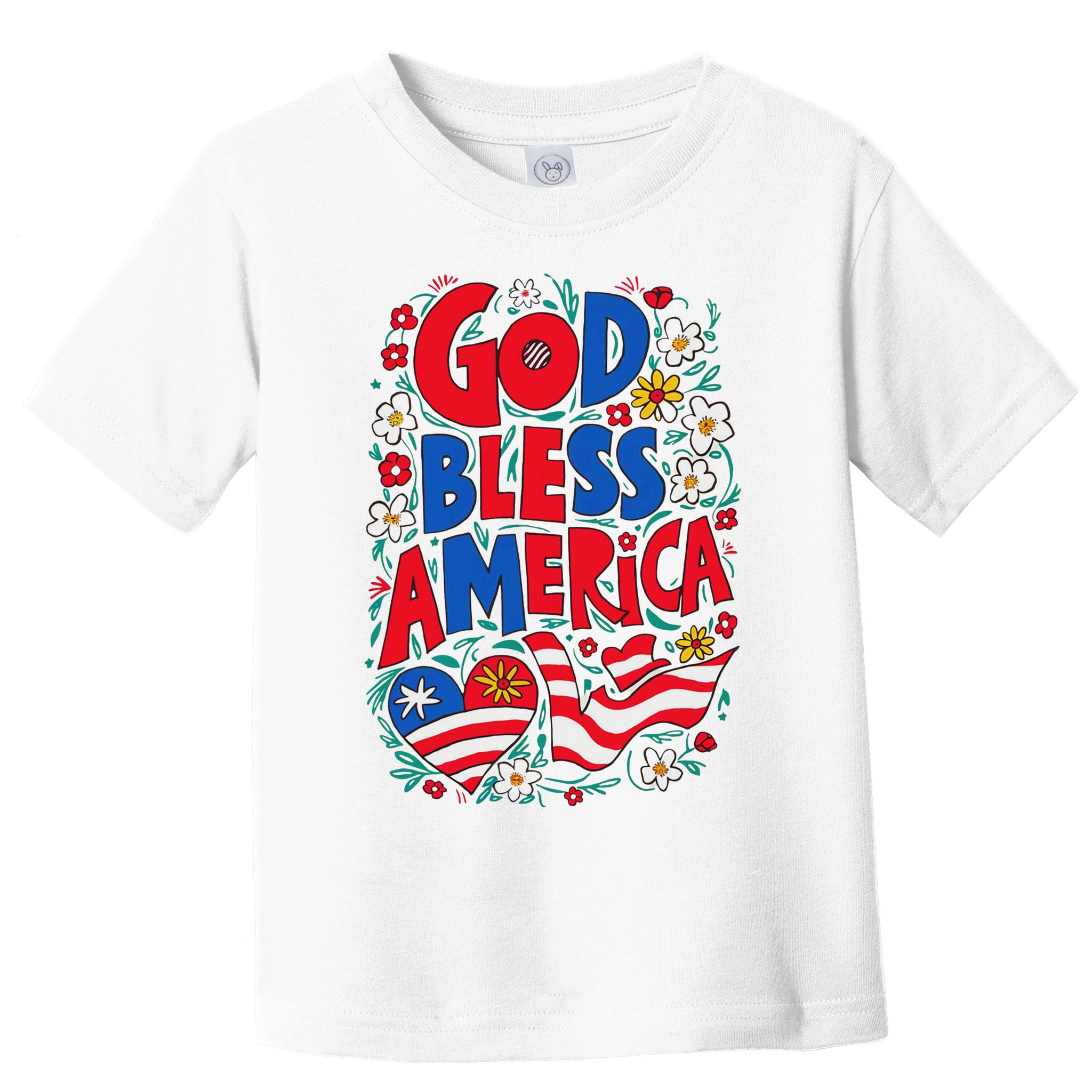 God Bless America Patriotic Usa Flag Christian 4th Of July Toddler T-Shirt