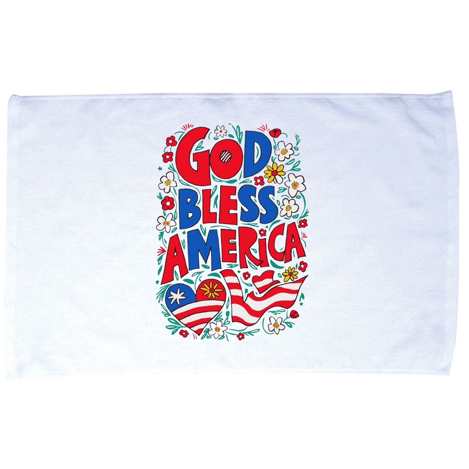 God Bless America Patriotic Usa Flag Christian 4th Of July Microfiber Hand Towel