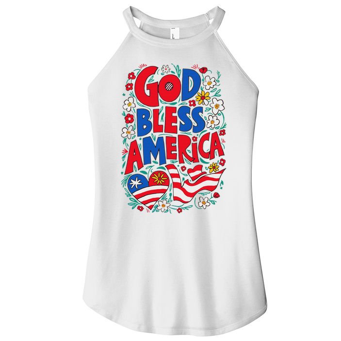 God Bless America Patriotic Usa Flag Christian 4th Of July Women's Perfect Tri Rocker Tank