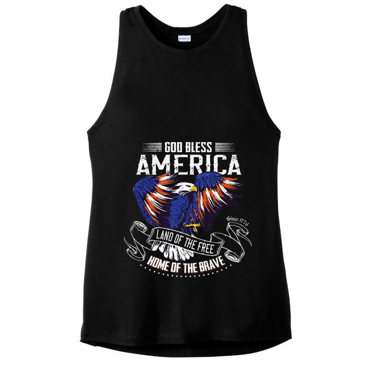 God Bless America Land Of The Free Because Of The Brave Ladies PosiCharge Tri-Blend Wicking Tank