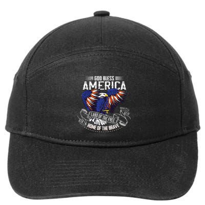 God Bless America Land Of The Free Because Of The Brave 7-Panel Snapback Hat