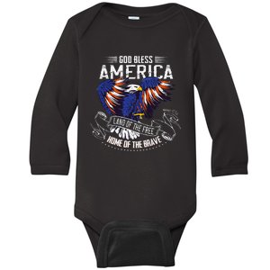 God Bless America Land Of The Free Because Of The Brave Baby Long Sleeve Bodysuit