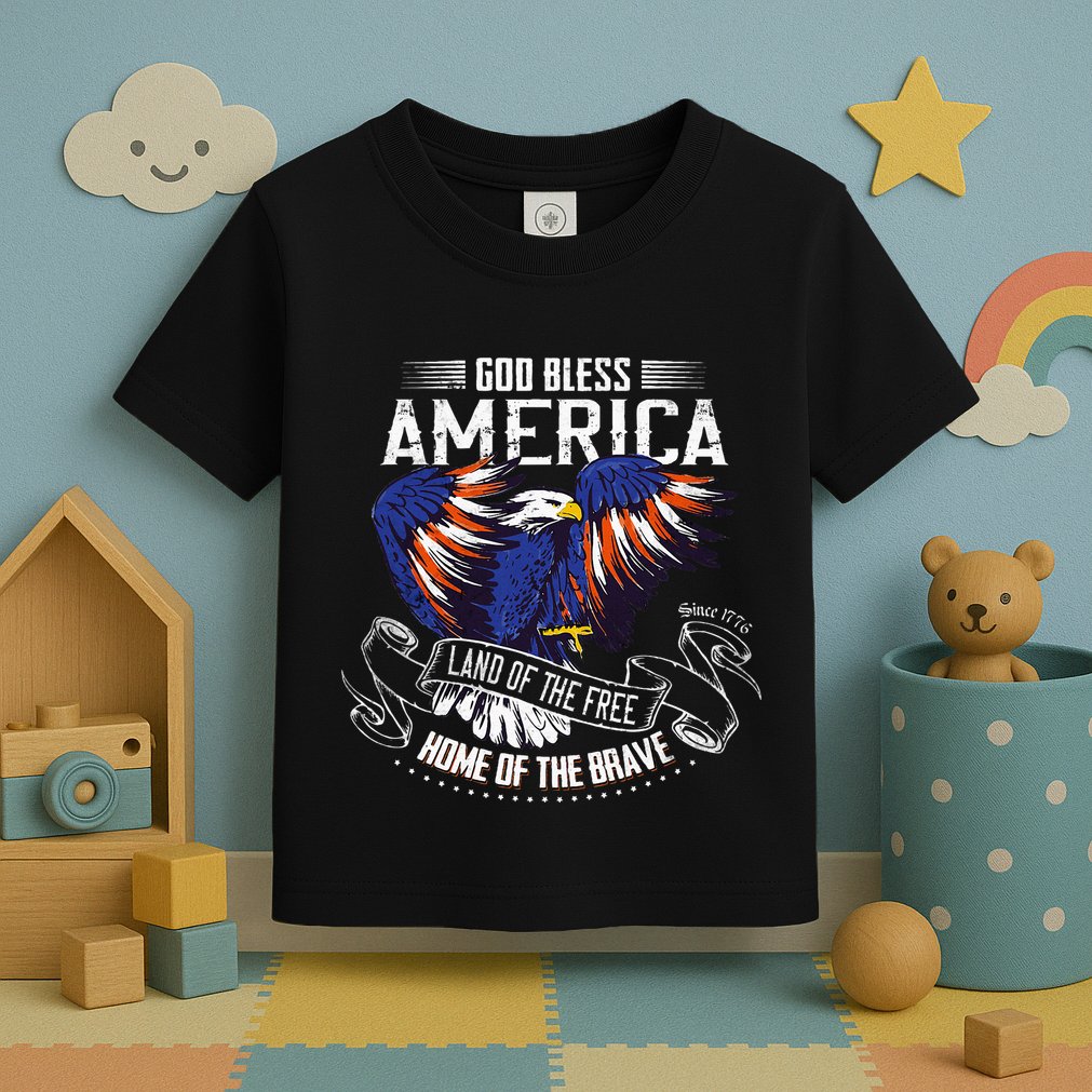 God Bless America Land Of The Free Because Of The Brave Toddler T-Shirt
