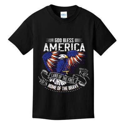 God Bless America Land Of The Free Because Of The Brave Kids T-Shirt