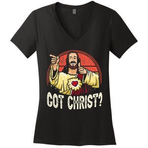 Got Buddy A Christ Christmas Cool Jesus Religious Christian Women's V-Neck T-Shirt