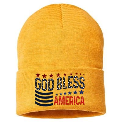 God Bless America Patriotic 4th Of July Pride Sustainable Knit Beanie