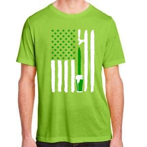 Green Beer American Flag St PatrickS Day Adult ChromaSoft Performance T-Shirt