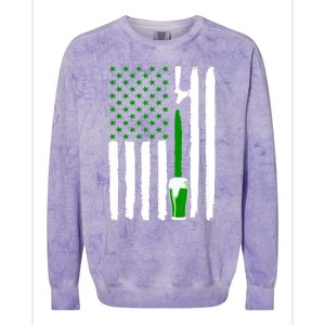 Green Beer American Flag St PatrickS Day Colorblast Crewneck Sweatshirt