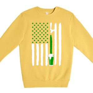 Green Beer American Flag St PatrickS Day Premium Crewneck Sweatshirt