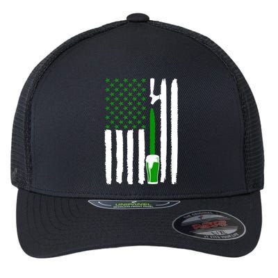 Green Beer American Flag St PatrickS Day Flexfit Unipanel Trucker Cap