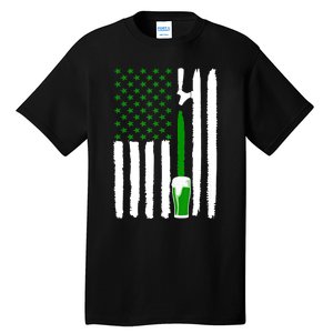 Green Beer American Flag St PatrickS Day Tall T-Shirt