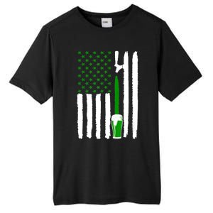 Green Beer American Flag St PatrickS Day Tall Fusion ChromaSoft Performance T-Shirt