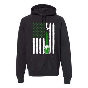 Green Beer American Flag St PatrickS Day Premium Hoodie