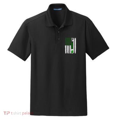 Green Beer American Flag St PatrickS Day Dry Zone Grid Polo