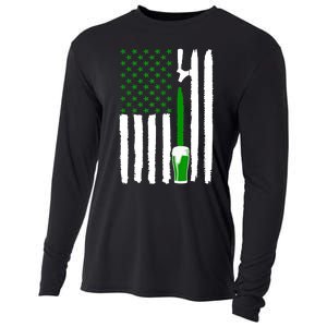 Green Beer American Flag St PatrickS Day Cooling Performance Long Sleeve Crew