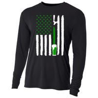 Green Beer American Flag St PatrickS Day Cooling Performance Long Sleeve Crew