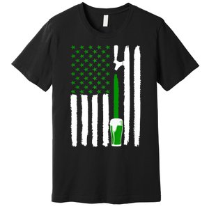 Green Beer American Flag St PatrickS Day Premium T-Shirt