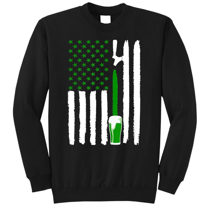 Green Beer American Flag St PatrickS Day Tall Sweatshirt