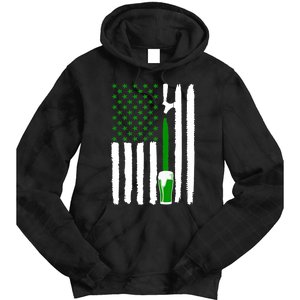 Green Beer American Flag St PatrickS Day Tie Dye Hoodie