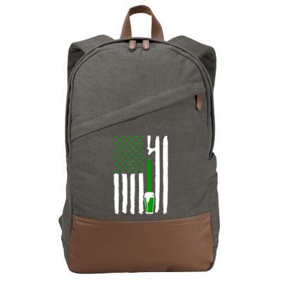 Green Beer American Flag St PatrickS Day Cotton Canvas Backpack