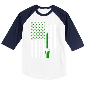 Green Beer American Flag St PatrickS Day Baseball Sleeve Shirt