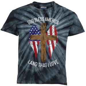 God Bless America Land That I Love Us Flag Funny 4th Of July Kids Tie-Dye T-Shirt