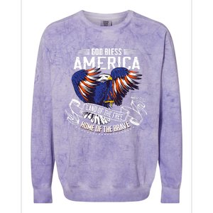 God Bless America Eagle | Land Of The Free Home Of The Brave Colorblast Crewneck Sweatshirt