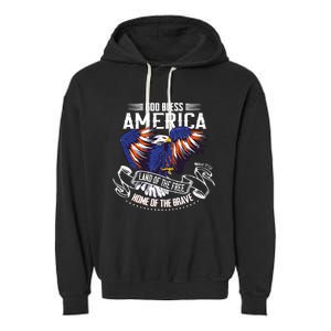 God Bless America Eagle | Land Of The Free Home Of The Brave Garment-Dyed Fleece Hoodie