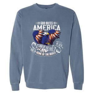 God Bless America Eagle | Land Of The Free Home Of The Brave Garment-Dyed Sweatshirt