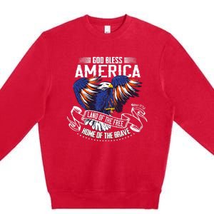 God Bless America Eagle | Land Of The Free Home Of The Brave Premium Crewneck Sweatshirt