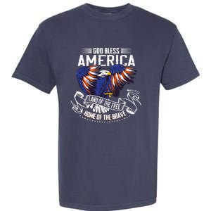 God Bless America Eagle | Land Of The Free Home Of The Brave Garment-Dyed Heavyweight T-Shirt