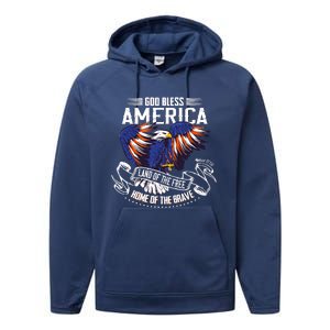 God Bless America Eagle | Land Of The Free Home Of The Brave Performance Fleece Hoodie