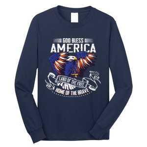 God Bless America Eagle | Land Of The Free Home Of The Brave Long Sleeve Shirt