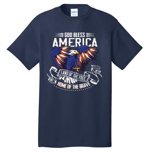 God Bless America Eagle | Land Of The Free Home Of The Brave Tall T-Shirt